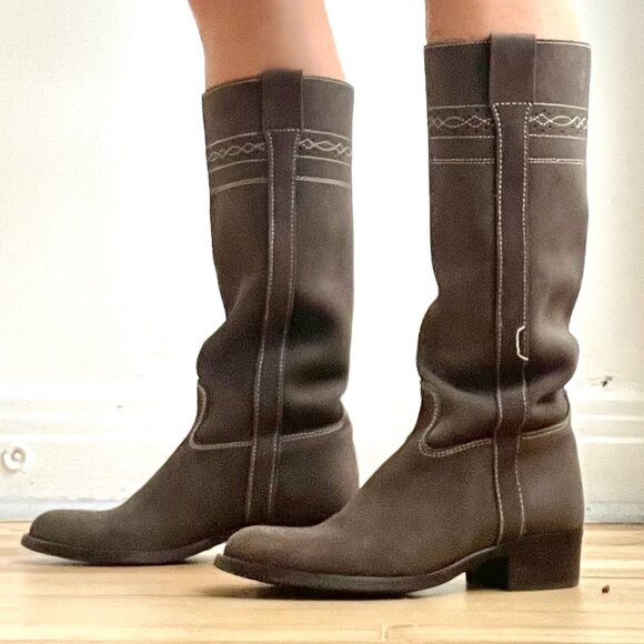 Zara Flat Country Taupe Nubuck Boots Size 37 EU - Picture 3 of 8